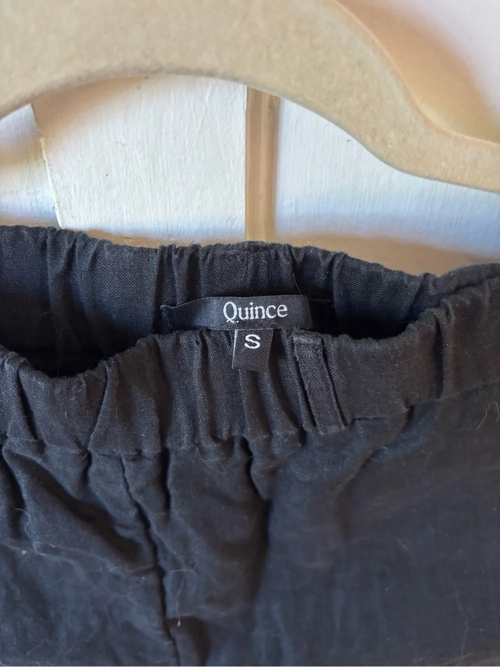 Quince Black Linen Casual Elastic-Waist Pants
